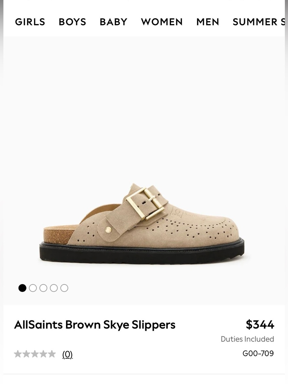 All Saints Womens Tan Suede Buckle Slide Sandals